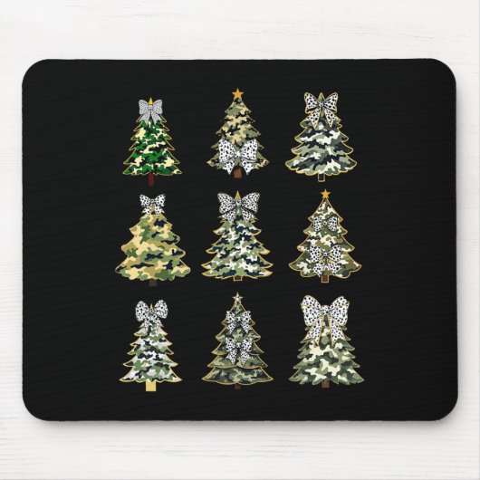 Coquette Camouflage Weihnachtsbaum Bow Camouflage Mousepad (Vorne)
