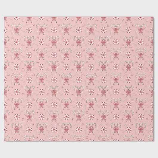 Coquette Candy Cane Pattern Holiday Geschenkpapier (Flach)