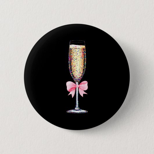 Coquette Champagne Gl Happy New Year 2026 Party Wo Button (Vorderseite)