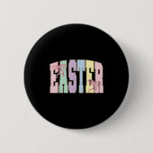 Coquette Checkered Easter Day Spring Easter Pastel Button (Vorderseite)