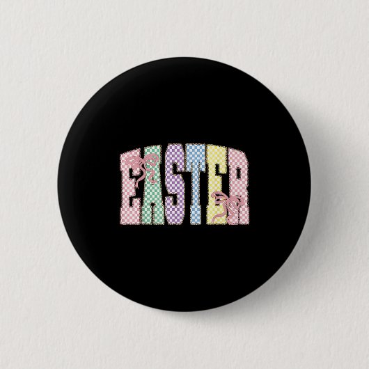 Coquette Checkered Easter Day Spring Easter Pastel Button (Vorderseite)