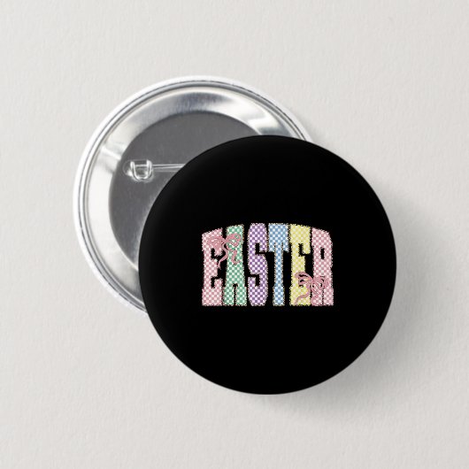 Coquette Checkered Easter Day Spring Easter Pastel Button (Vorne & Hinten)