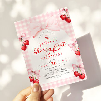 Coquette Cherr erste Geburtstag Einladung