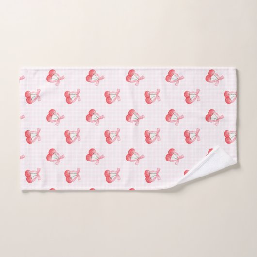 Coquette Cherries Bow Muster Badhandtuch Set (Handtuch)