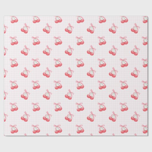 Coquette Cherries Bow Muster Geschenkpapier (Flach)