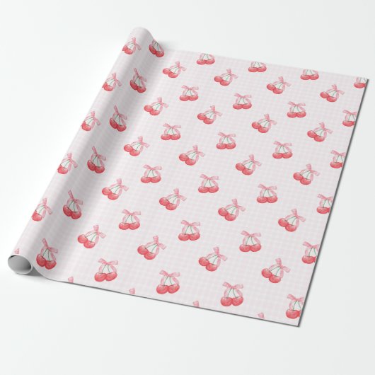 Coquette Cherries Bow Muster Geschenkpapier (Ungerollt)