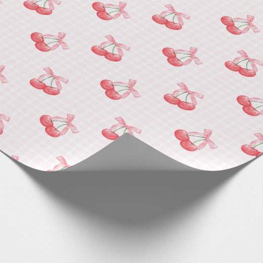 Coquette Cherries Bow Muster Geschenkpapier (Ecke)