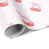 Coquette Cherries Bow Muster Geschenkpapier (Rolleneckpunkt)