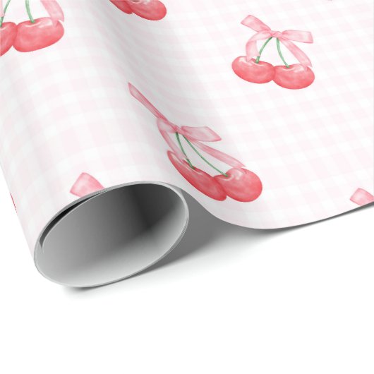 Coquette Cherries Bow Muster Geschenkpapier (Rolleneckpunkt)