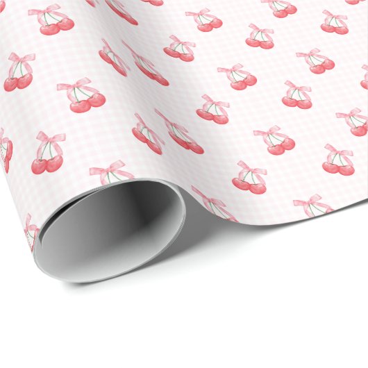 Coquette Cherries Bow Muster Geschenkpapier (Rolleneckpunkt)