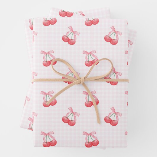Coquette Cherries Bow Muster Geschenkpapier Set (Beispiel)