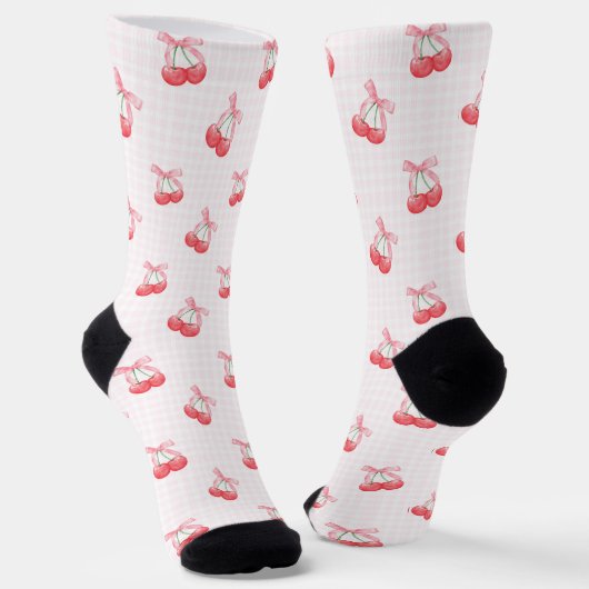 Coquette Cherries Bow Muster Socken (Gewinkelt)