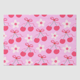 Coquette Cherries mit roten Bögen und weißen Blume Seidenpapier