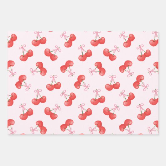 Coquette Cherries Muster Geschenkpapier Set (Vorderseite 3)