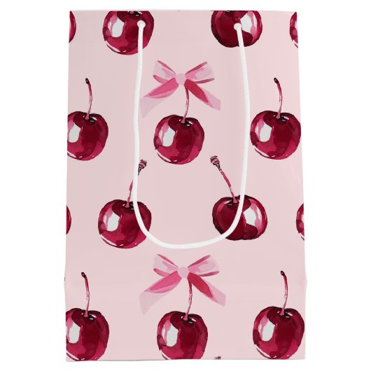 Coquette Cherries Muster Mittlere Geschenktüte (Rückseite)