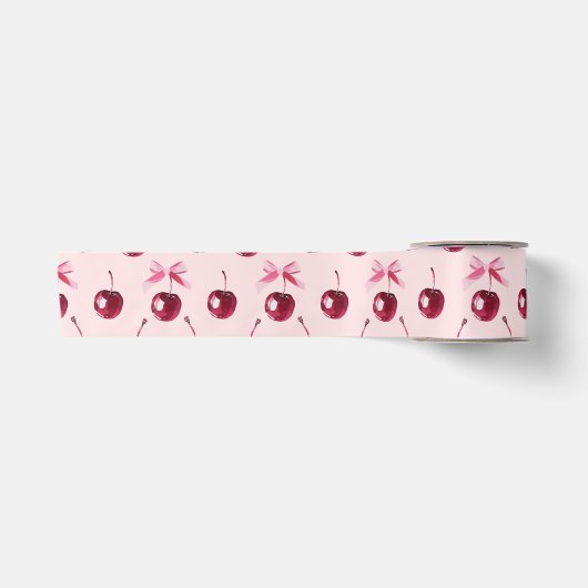 Coquette Cherries Muster Satinband (Vorderseite)