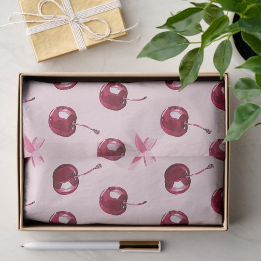 Coquette Cherries Muster Seidenpapier (Geschenk)