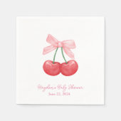 Coquette Cherries Pink Bow Personalisiert Napkin Serviette (Vorderseite)