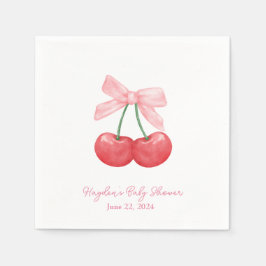 Coquette Cherries Pink Bow Personalisiert Napkin Serviette