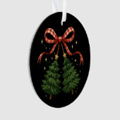 Coquette Cherries Weihnachtsbaum Kariert Bow Winte Ornament (Vorderseite)