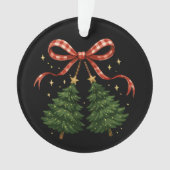 Coquette Cherries Weihnachtsbaum Kariert Bow Winte Ornament (Vorderseite)