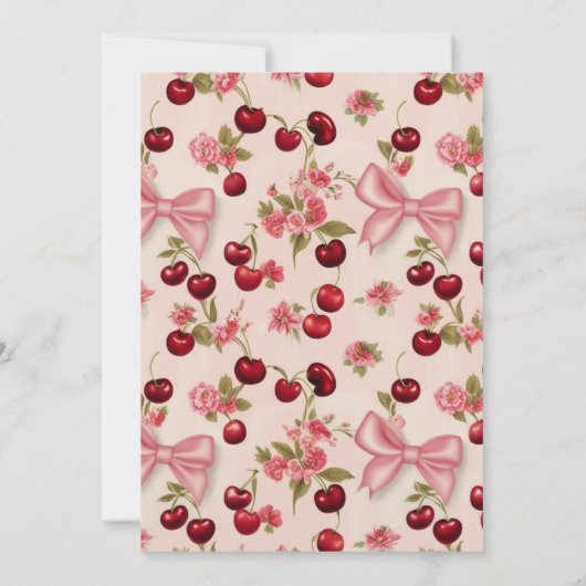 Coquette Cherry 1. Geburtstag Einladung (Rückseite)