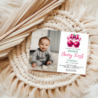 Coquette Cherry 1. Geburtstag Einladung