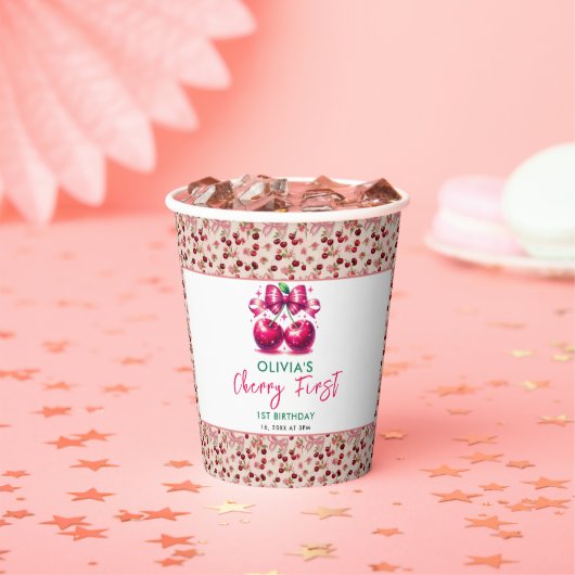 Coquette Cherry 1. Geburtstag Pappbecher (Insitu)