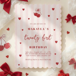 Coquette Cherry 21. Herz Ästhetischer Geburtstag Einladung
