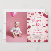 Coquette Cherry am 1. Geburtstag Foto Einladung (Vorderseite)
