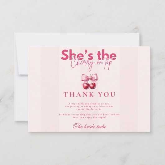Coquette Cherry am oberen Brautparty Dankeskarte (Vorderseite)