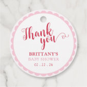 Coquette Cherry auf Top Baby Dusche Geschenkanhänger (Rückseite)