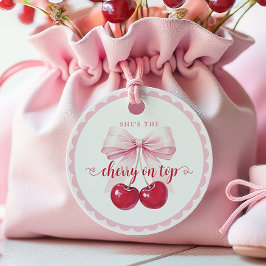 Coquette Cherry auf Top Baby Dusche Geschenkanhänger