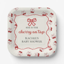 Coquette Cherry auf Top Baby Dusche Papier Teller