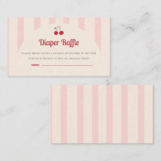 Coquette Cherry auf Top Baby Duwer Windelwanne Begleitkarte (Vorne/Hinten)