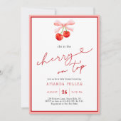 Coquette Cherry auf Top Baby Girl Dusche Einladung (Vorderseite)