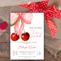 Coquette Cherry auf Top Baby Girl Dusche Einladung