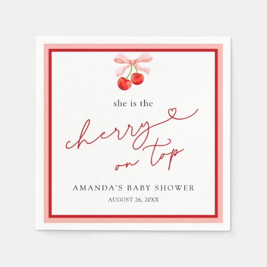 Coquette Cherry auf Top Baby Girl Dusche Serviette (Vorderseite)