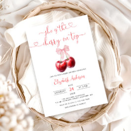 Coquette Cherry auf Top Bow Baby Dusche Einladung