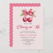 Coquette Cherry auf Top Bridal Dusche Einladung (Vorne/Hinten)