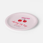 Coquette Cherry auf Top Girls Baby Dusche Pappteller (Schrägansicht)