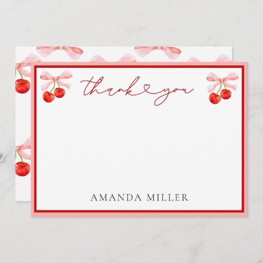 Coquette Cherry Baby Dusche Dankeskarte (Vorne/Hinten)