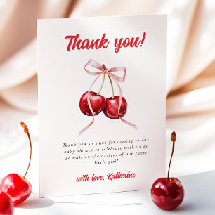 Coquette Cherry Baby Dusche Dankeskarte