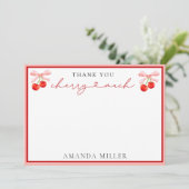 Coquette Cherry Baby Dusche Dankeskarte (Stehend Vorderseite)