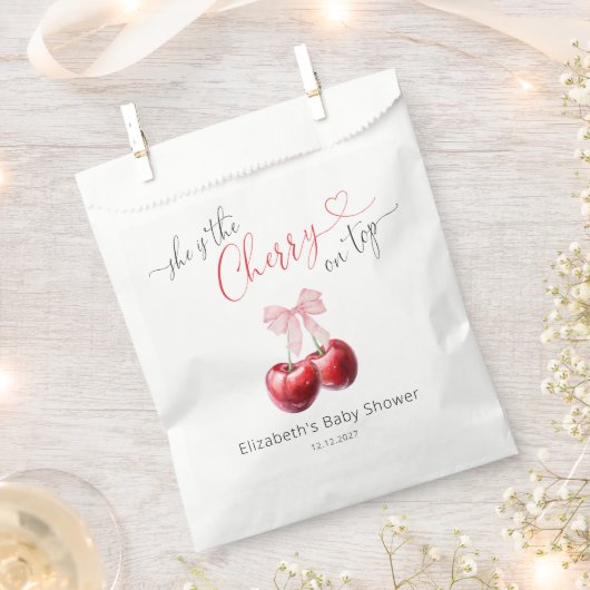 Coquette Cherry Baby Dusche Geschenktütchen (Ausgeschnitten)