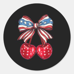 Coquette Cherry Bow Patriotic Usa Flag 4. Juli Runder Aufkleber