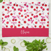 Coquette Cherry & bow pattern Geschirrtuch (Gefaltet)