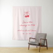 Coquette Cherry Bridal Shower Fabric Welcome Wandteppich (Beispiel)