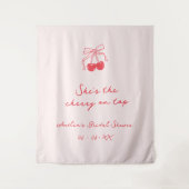 Coquette Cherry Bridal Shower Fabric Welcome Wandteppich (Vorderseite)