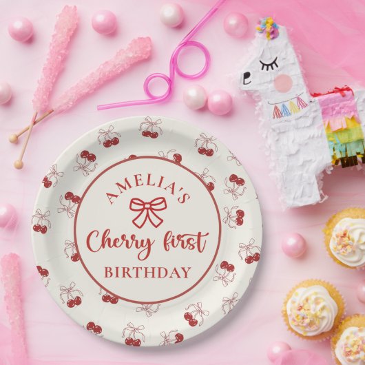 Coquette Cherry First Birthday Paper Teller (Party)